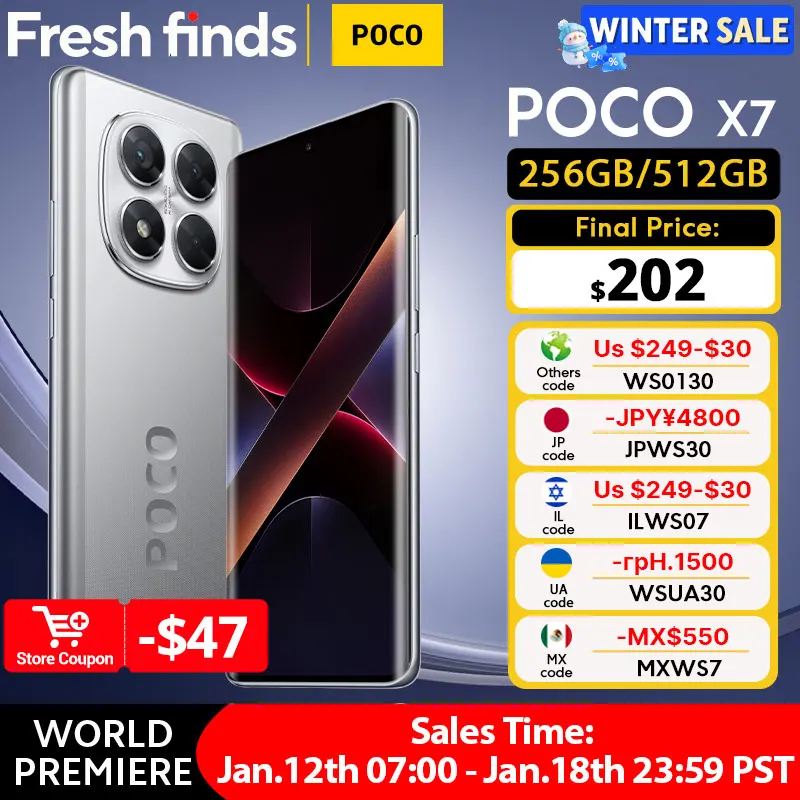 POCO X7 5G グローバルバージョンスマートフォン 256GB 512GB 寸法