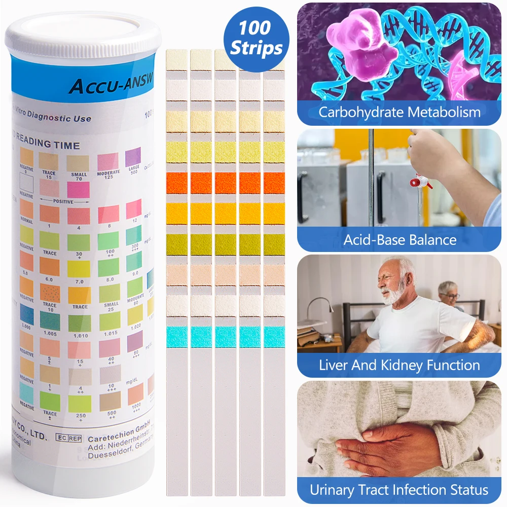 Comprehensive Urinalysis Test Strips - 100 Sealed Strips