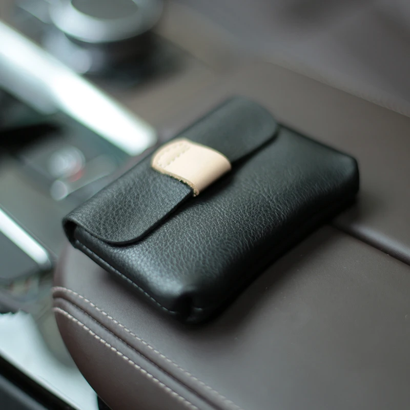 Handmade Mini Card Bag Cowhide Change Data Cable Earphone Storage Bag Purse Man Wallet for Coins Men Coin Euro Separate Pouch
