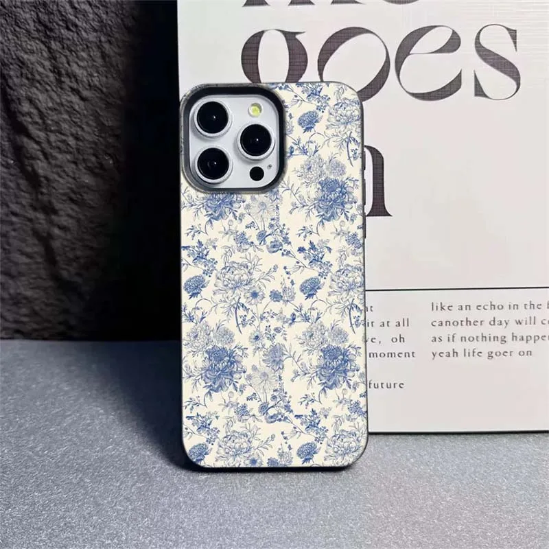 Vintage Floral Silicone PU Leather Phone Case Cover