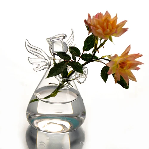 Angel Glass Vase Small Flower Bottle for Home Decoration Hydroponic Plant Pot Container Garden Ornament Angel Vase for Weddings