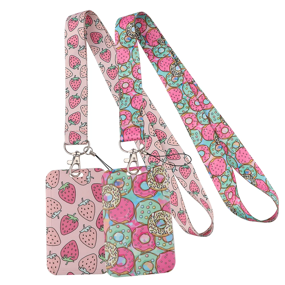 

Strawberry Donut Pink Lanyard for Key Neck Strap lanyard Card ID Badge Holder Key Chain Key Holder Keyring Accessories Gift