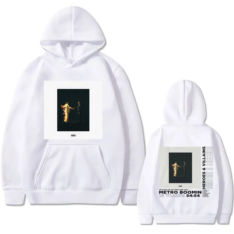 Rapper Metro Boomin Heroes & Villains Double Sided Print Hoodie Men Women Hip Hop Vintage Hoodies Male Fleece Cotton Sweatshirt
