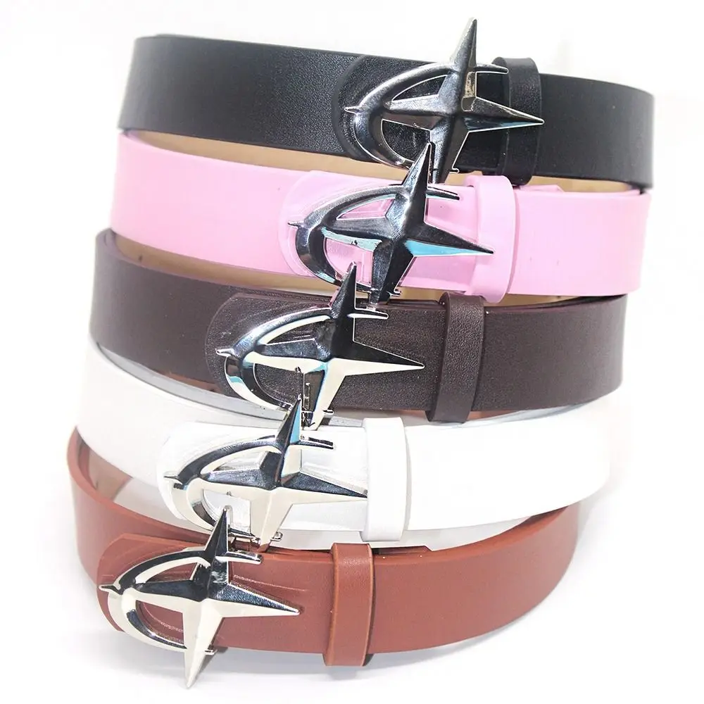 

Metal Cross Star Buckle Belts Fashion Y2k Alloy Leather Belt Black Korean Style Waistband Decorative Jeans