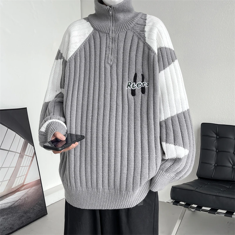 Male Jumper Solid Sweater Pullover Knit New in Sweaters Korean Popular Clothes Luxury Clothing Men's Winter Sweater Knitwear
