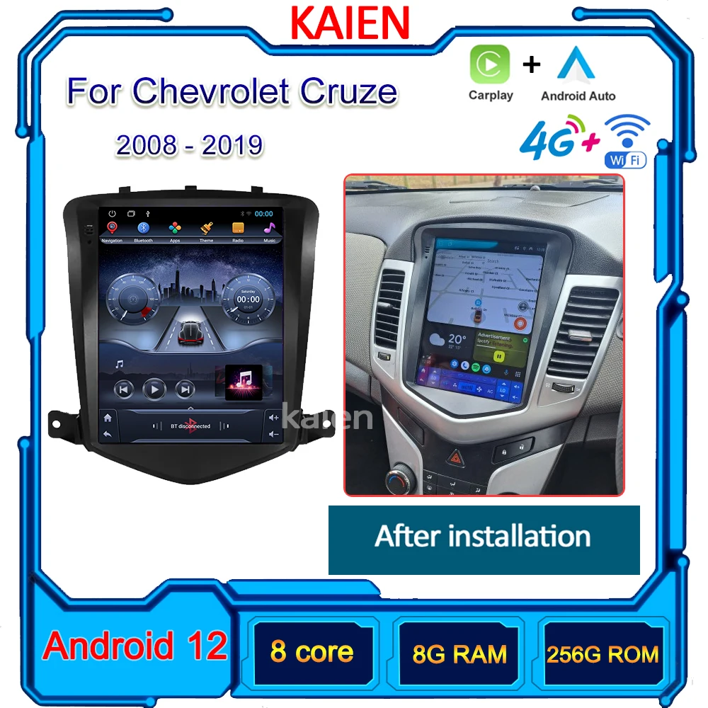 

KAIEN For Chevrolet Cruze 2008-2019 Car Radio Android 12 Auto Navigation GPS Stereo Video Player DVD Multimedia DSP 4G Carplay