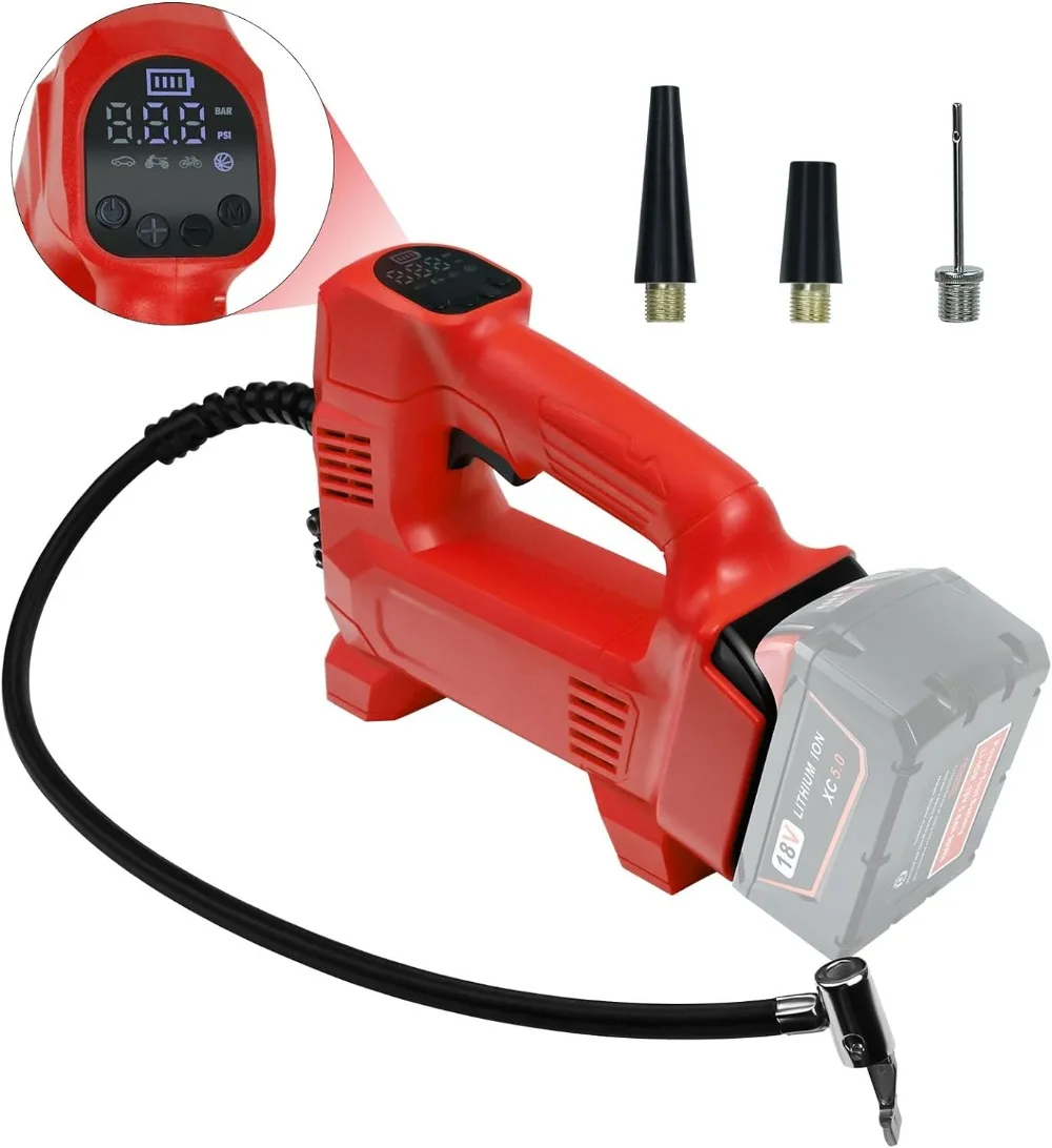 

Portable Electric Cordless Air Pump Air Inflator Air Compressor for Milwaukee 18V Lithium Battery for Car Tire Ball Inflation