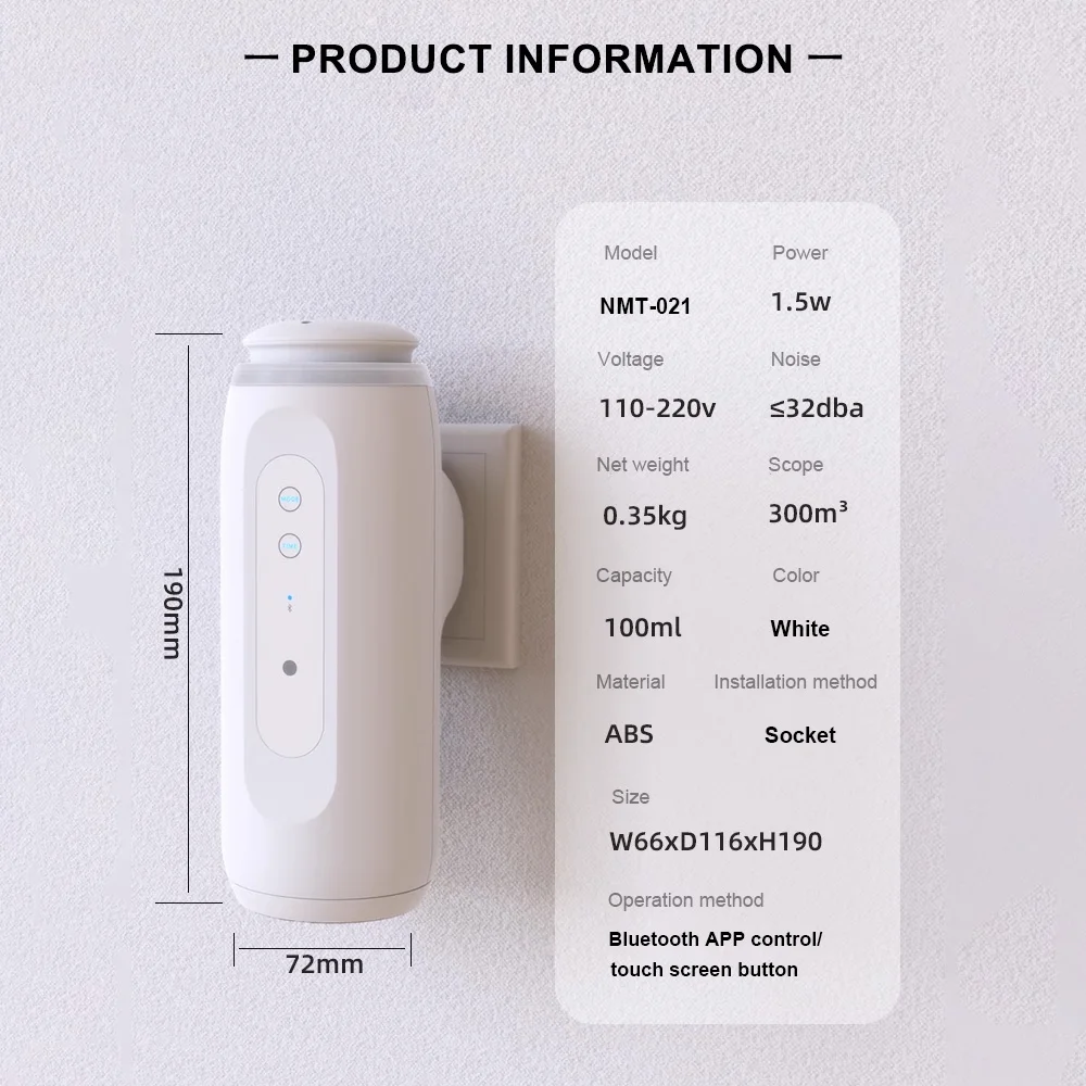 NAMSTE-difusor inteligente portátil de hasta 300m, difusor de aceite enchufable para aceites esenciales, para el hogar y la Oficina, poco ruido, 32db