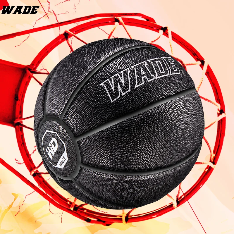 WADE 7# Original Soft PU Leather for Indoor/outdoor High Elasticity Adult Basketball Ball Black Classic Ball basketball balls
