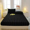 1 Simple Modern Geometry Printed Matte Fitted Sheet, Bedroom Printed Bed Cover, Bedding (Excluding Pillowcases) 3