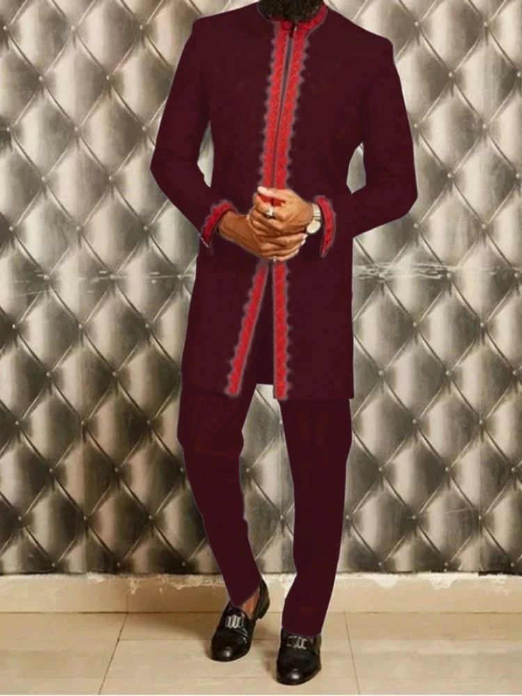 Men's fashion casual print two-piece suit