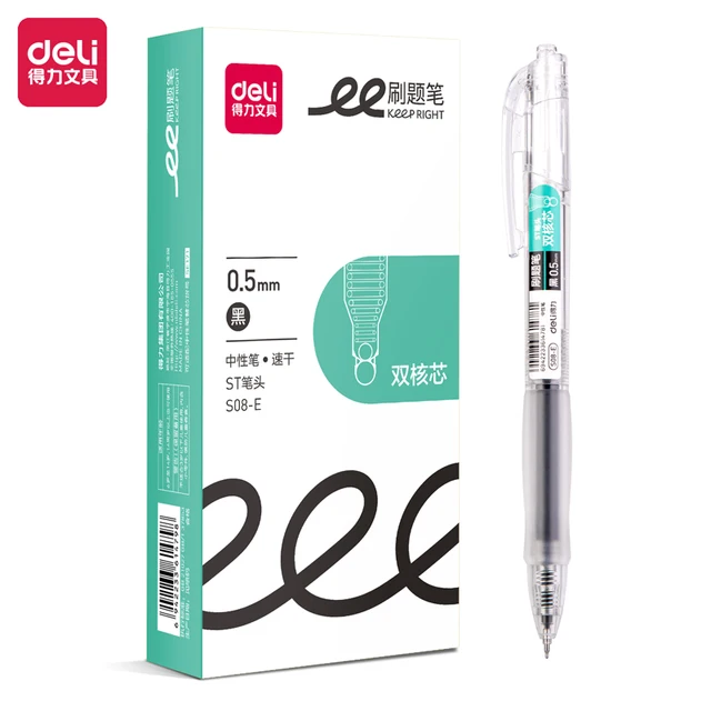 Deli 4 pezzi 0,5 mm inchiostro nero penna gel ad asciugatura rapida forniture per studenti scolastici forniture per ufficio penna per firma penna per ufficio cancelleria 2
