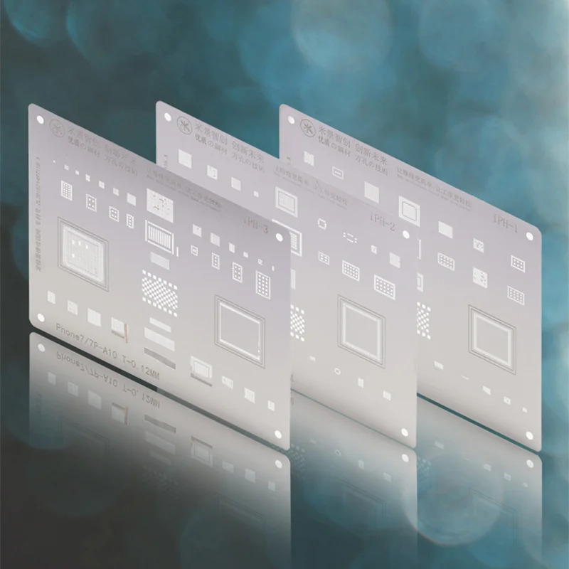 

MIJING iPH1-iPH19 BGA Reballing Stencil for Phone 6G-14ProMax 0.12mm Soldering Planting Tin Template Plate Steel Mesh