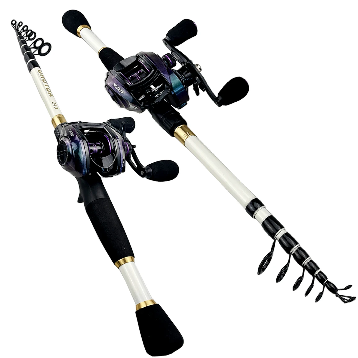 GHOTDA Short Portable Telescopic Fishing Rod and Reel Combo 1.6-2.4M  Baitcasting Reel Fishing Wheels Set Pesca