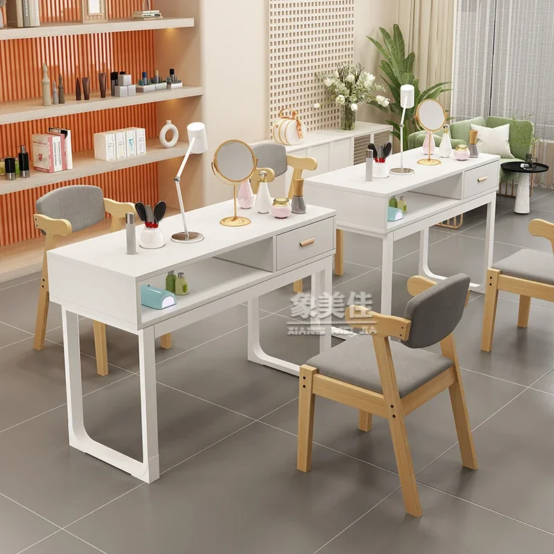 

Metal Legs Makeup Nail Tables Fashion Durable Nail Artist Luxury Nail Tables Simple Modern Mesa Manicura Salon Furniture