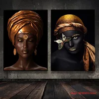 African Women with Headscarf  Canvas Painting  Wall Art Black Woman Portrait Posters Prints for Living Room Home Office Decor 2