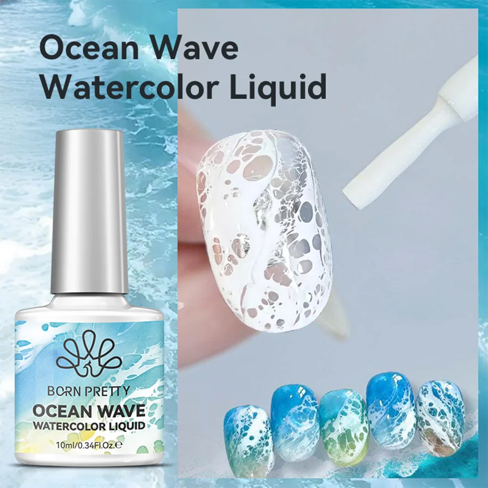 10ml 화이트 오션 웨이브 워터컬러 네일 젤 폴리쉬 3초 스프레딩 화이트 버블 레이스 디자인 네일 아트 바니쉬 쏙 오프 UV LED 네일 아트