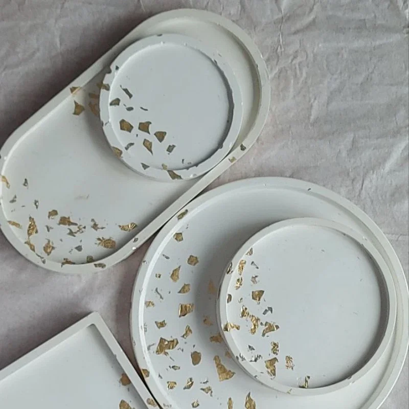Tray Concrete Molds Storage Tray Epoxy Resin Mold DIY Coaster Making Tools Square Heart Shaped Cup Mat Mold Craft Decoration silicone mold