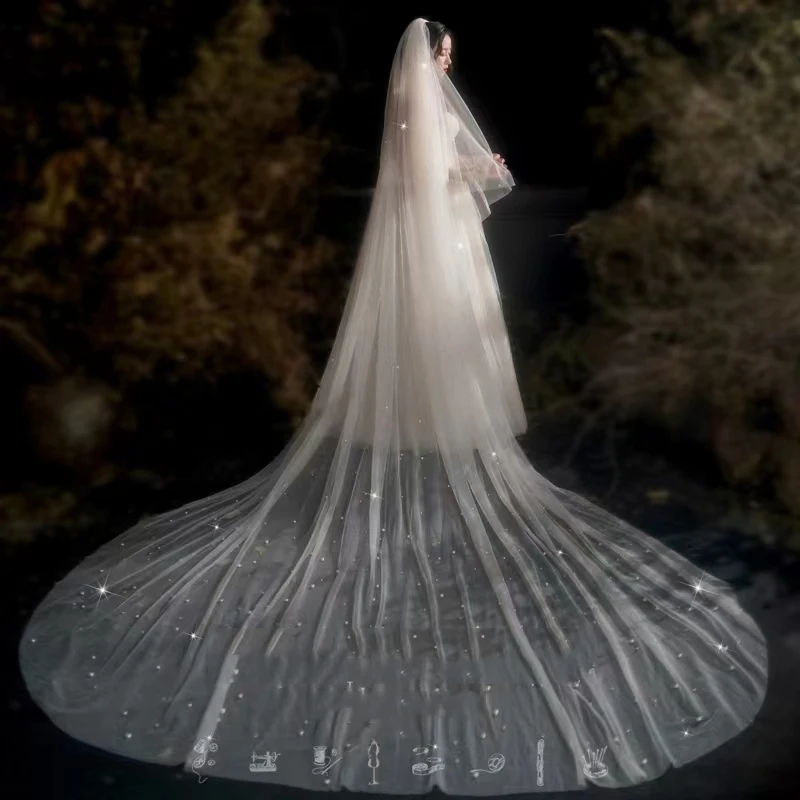 

IOD Simple Wedding Dress Veil For Women Two Layers Tulle Ribbon Edge Bridal Veils Accessories 2023 Velo De Novia