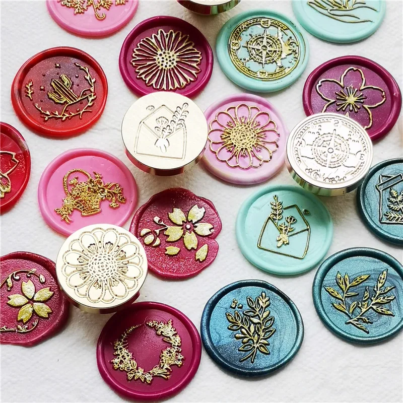 Cherry blossom envelope plant leaves Wax Seal Stamp Retro Antique Sealing Wax Scrapbooking Stamps Wedding Decorative Invitation