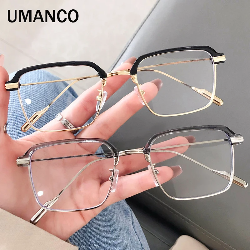 

Anti Blue Light Glasses for Men Finished Myopia Glasses Square Metal Optical Spectacle Frame Nearsighted Prescription Glasses