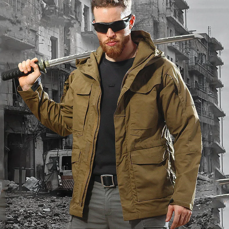 Windproof Tactical Windbreaker Male Autumn Winter Outdoor Warm Coat Medium and Long Style Army Fans Battlefield Charge Jackets