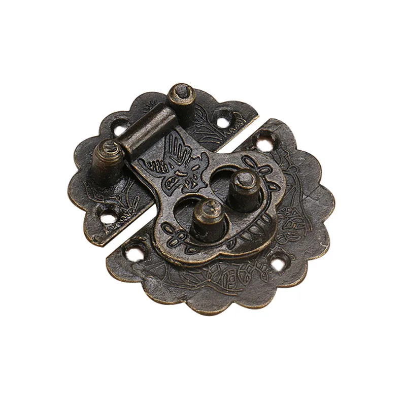 1pc Retro Furniture Wooden Jewelry Box Hasp Decorative Latch Clasps Lock Padlock Hasp With Screws
