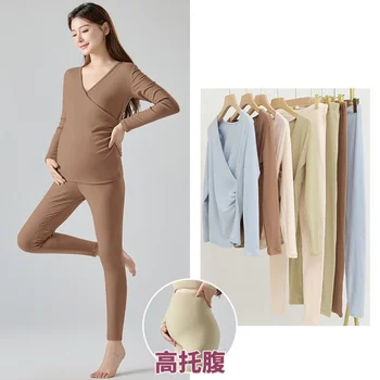 Maternity Sleepwear Pregnant Pajamas Nursing Pj Set Lounge Wear New Autumn Long Sleeve Nursing Pyjamas Feeding Nightie