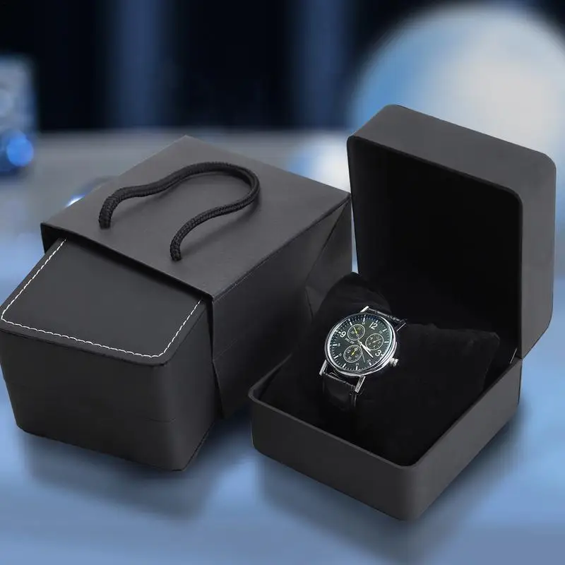 Luxury Leather Watch Storage Box Travel Single Watch Case Watch Gift Box for Anniversary Birthday Wristwatch Packaging