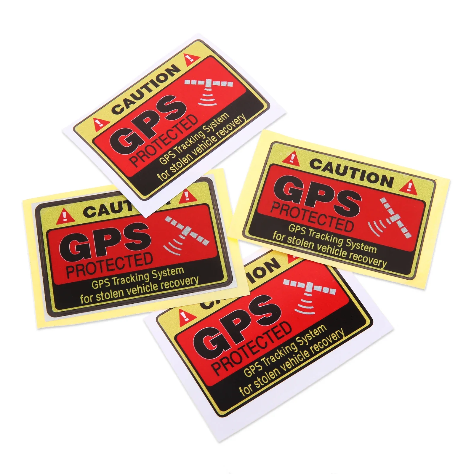 4pcs Car Sticker "CAUTION GPS PROTECTED Tracking System" Sign 7cmx4.7cm Reflective/No-reflective PVC Decal RV Bike Anti-Theft