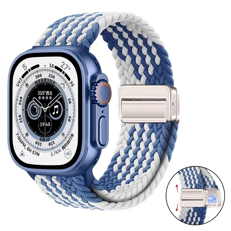 Breathable Nylon Braided Strap for Apple Watch - Adjustable Wristband