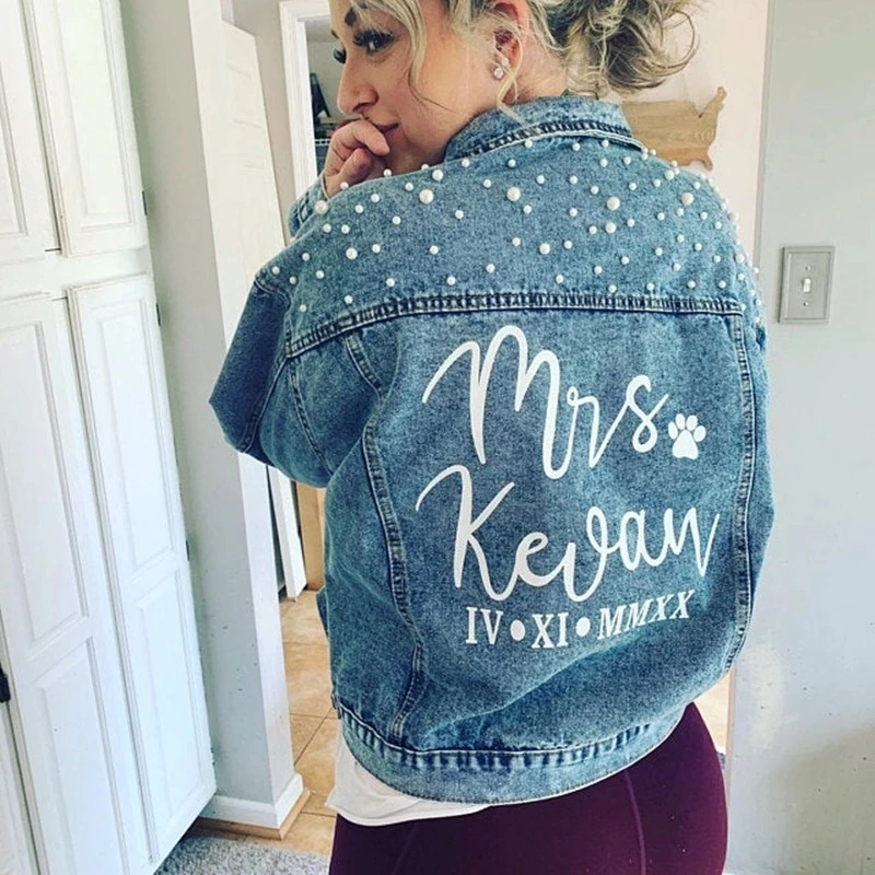 Custom wedding mrs Denim Jacket with 