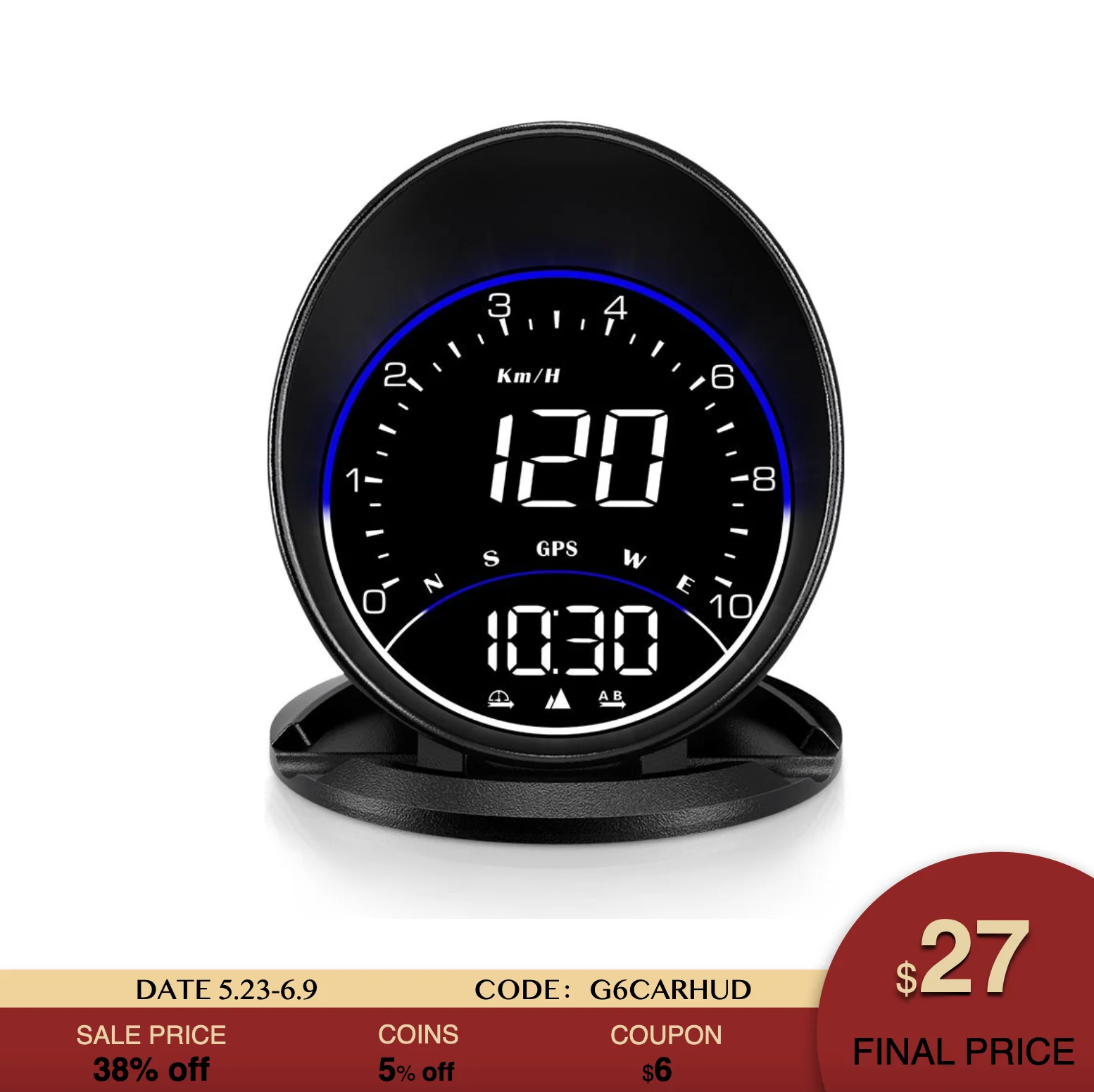 G6 Car Head HD LED Display Gps Universal HUD Multi Function Speed