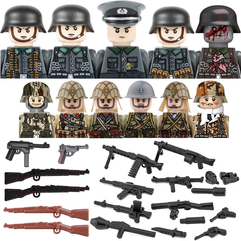 Esercito Militare Soldato Figure Building Blocks Ww2 German Medical Corps Zombie Armi Di Fanteria Giapponese Mini Mattoni Giocattoli Per Bambini