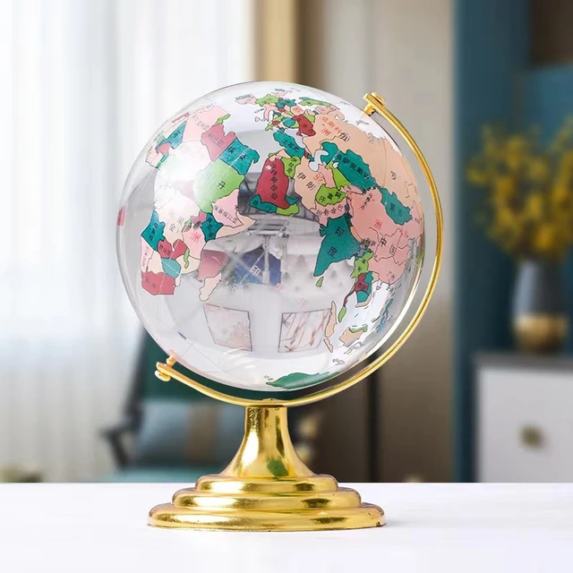 Verre Sphère Boule Ronde Terre Globe Or Argent Artisanat Art Cristal Carte  Du Monde De Noël Cadeau Bureau Décor Mignon Table Ornements C0125 Du 3,16 €