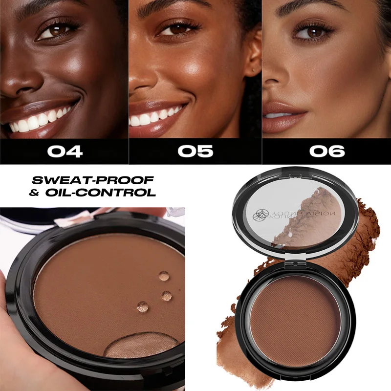 Matte Contour Powder Palette Long-Lasting Bronzer & Highlighter Makeup Kit for 3D Face Shaping