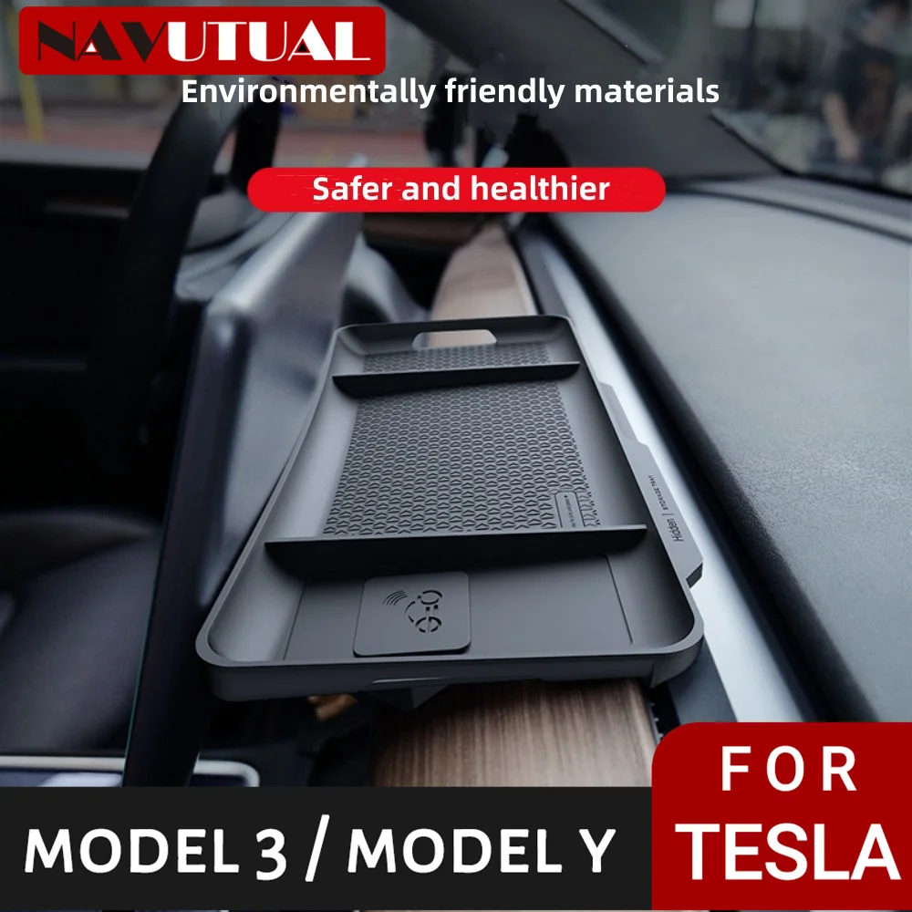 

For Tesla Model 3 Model Y 2016 - 2023 TPE Screen Rear Storage Box Magnetic Hidden Decorate Tray Tissue Box Glasses Case