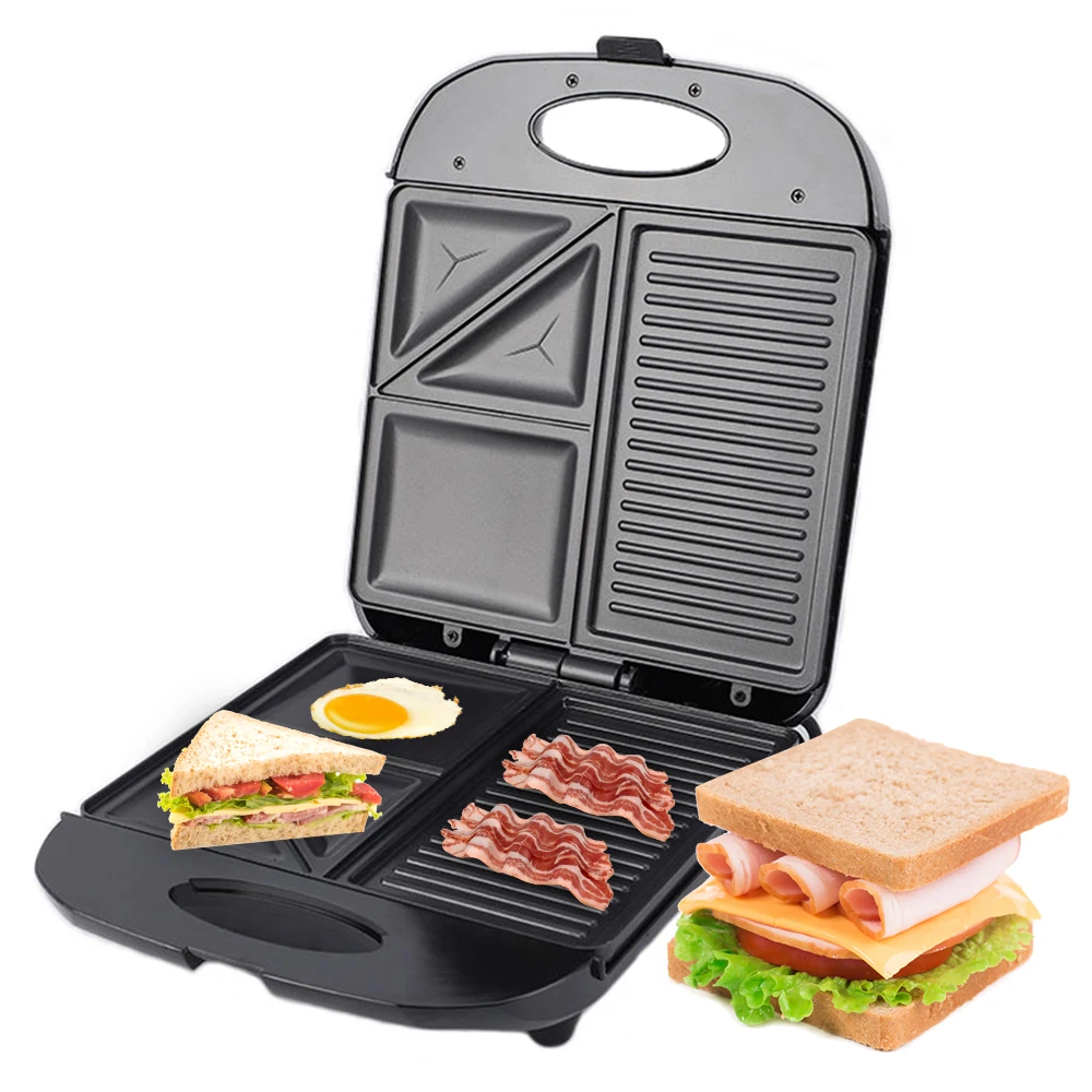 1400W Waffle Maker with Iron Non-Stick Coating Grill Machine 3in1 Electric Griddle Sandwich Maker Egg Fryer Double-Sided Heating
