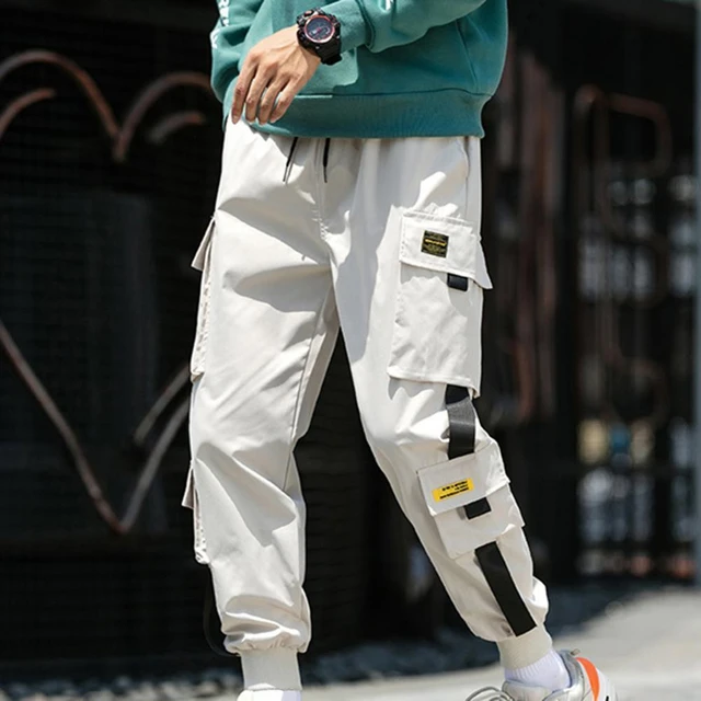 Men's Casual Haren Trousers Ankle Banded Cargo Pants 