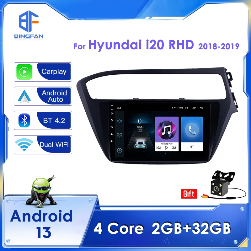 

BINGFAN Carplay Android 10 2G 32G автомобильное радио четырехъядерный автомобильный мультимедийный плеер для Hyundai I20 2012 2013 2014 RHD