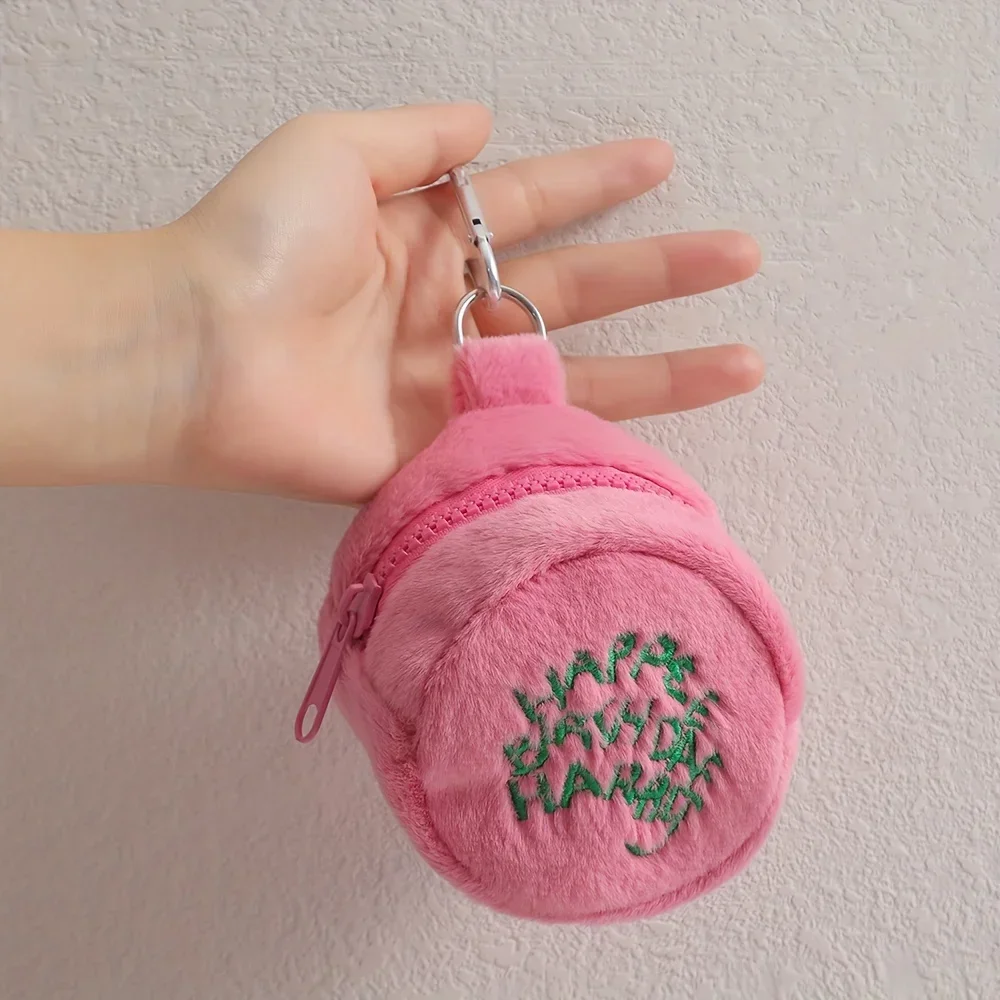 Cute Plush Coin Purse Portable Letter Embroidered Hanging Bag Perfect Lipstick Envelope ID Bag For Traveling