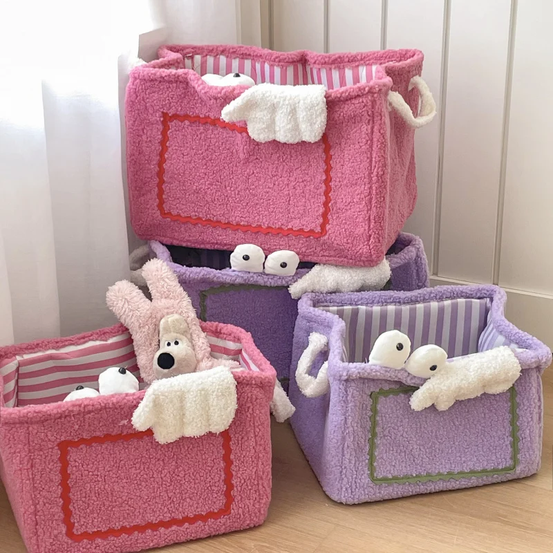 Little Monster Plush Storage Basket High Appearance Home Laundry Basket Large Capacity Toy Snack Organizer Clutter Basket