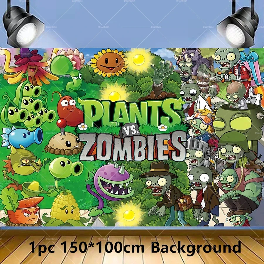 Cartoon Game Party Decor Set with Balloons, Banner, and Tableware