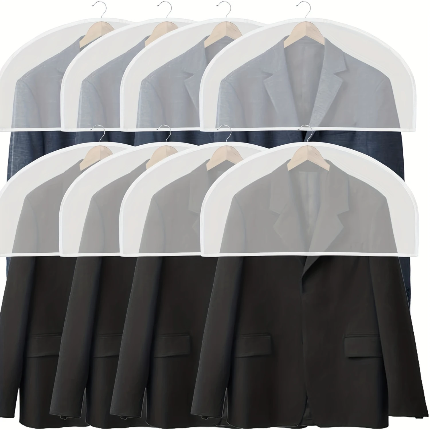 16pcs Shoulder Covers Garment Covers, Dust Cover For Hanging Clothes, Protective Clothing Bag, Transparent Breathable Suit Cov