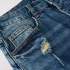 Street Fashion Men Jeans Retro Washed Blue Stretch Skinny Ripped Jeans Men Yellow Leather Patched Designer Hip Hop Brand Pants 3