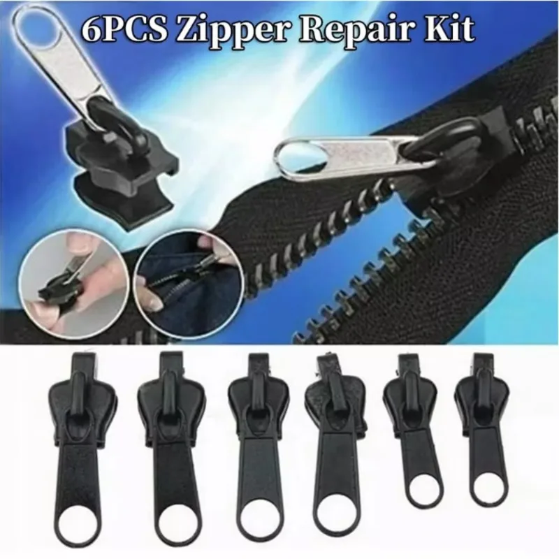 6Pcs Universal Detachable Repairing Zippers DIY Sewing Backpacks Purses Repair Zipper Head Replacement Zippers New Design