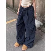 High Street Female Straight Leg Trousers Girls Chic Retro High Waist Slacks Lady Fashion Comfortable Baggy Cargo Pants