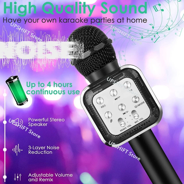 Microphone karaoké professionnel sans fil Bluetooth portable, machine à  chanter, réduction du bruit, maison, fête KTV, cadeau adulte et enfant -  AliExpress