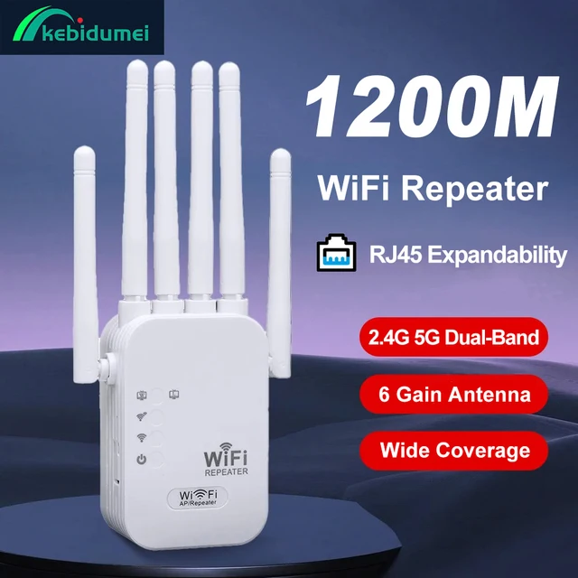 Kebidumei 1200mbps repetidor wi-fi sem fio extensor wi-fi amplificador de sinal 2.4g 5g 1