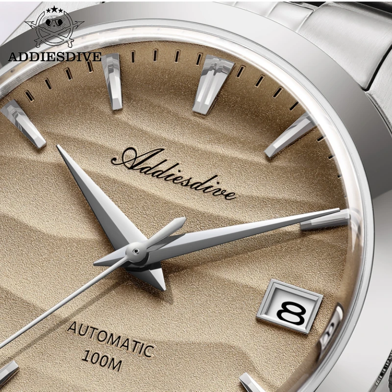 ADDIESDIVE NEW Automatic Mechanical Watches 316L Steel Sapphire Glass 100M Diver Date Men's Desert Dial Watches Reloj Hombre